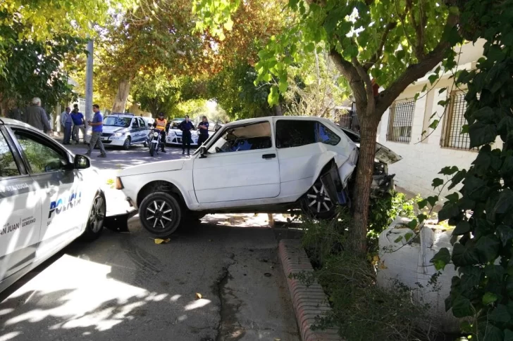 Presunto ladrón intentó fugar en auto con su hija, chocó contra un árbol y fue preso