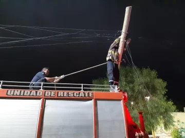 Por un camión, cayó un poste en una plaza donde jugaban los niños del barrio