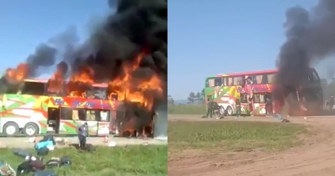 Se prendió fuego un micro en Tucumán y los pasajeros saltaron por las ventanas para huir de las llamas