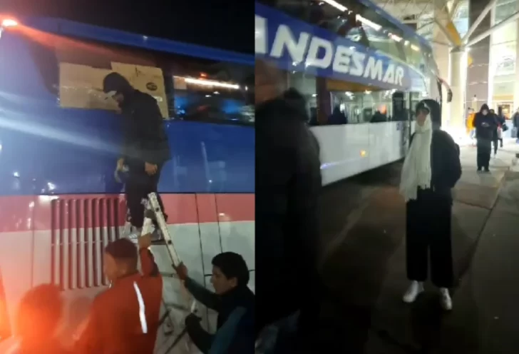 Apedrearon un colectivo en San Luis y tuvieron que cubrir las ventanas con cartón