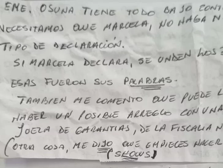 Una carta secuestrada suma más sospechas sobre todo el clan Sena