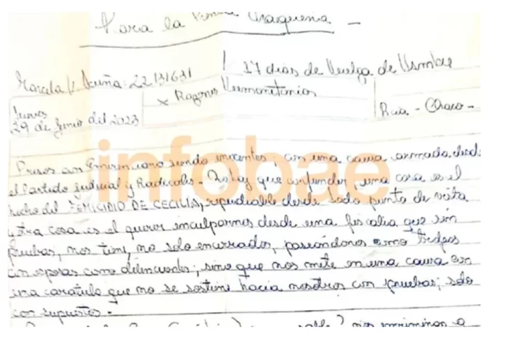 Marcela Acuña acusó a su hijo por el femicidio de Cecilia en una carta: “¿Por qué nos incriminan a nosotros?”