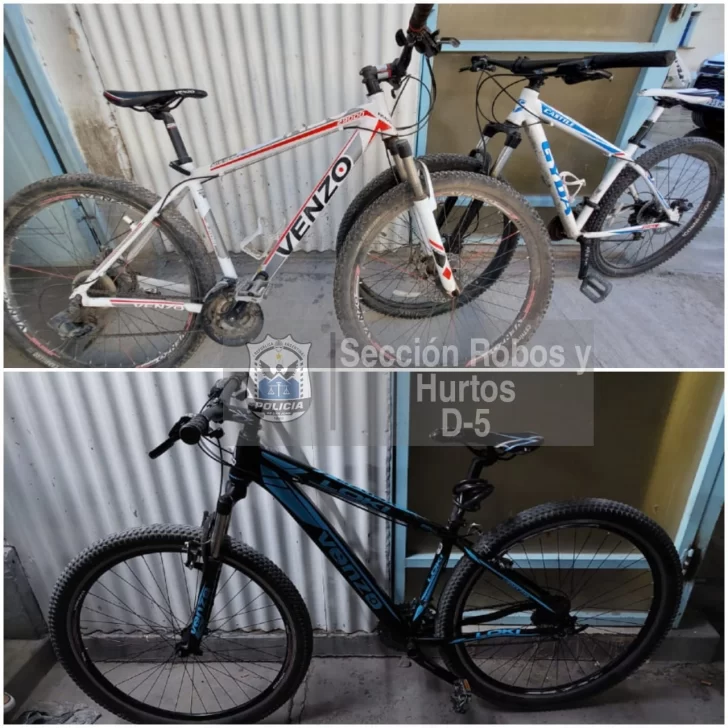 Recuperan tres bicicletas robadas en asaltos y apresan a un sospechoso