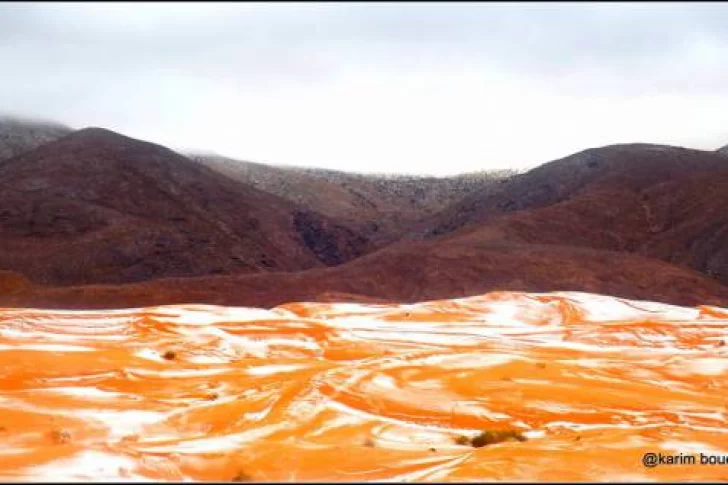 Así se cubrió de nieve el desierto del Sahara