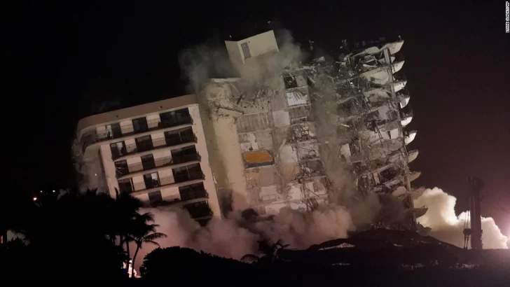 Demolieron lo que quedaba del edificio de Miami por la llegada de una tormenta