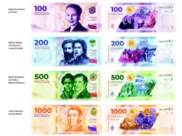 Los nuevos billetes con figuras patrias comenzarán a circular en seis meses