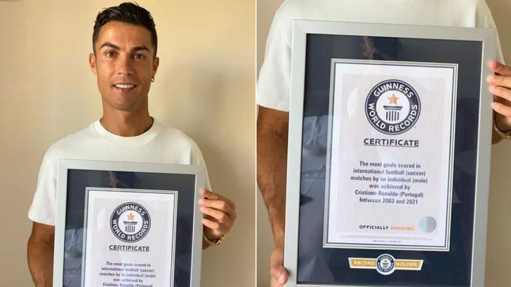 Cristiano Ronaldo ingresó al récord Guinness como el máximo goleador en partidos internacionales