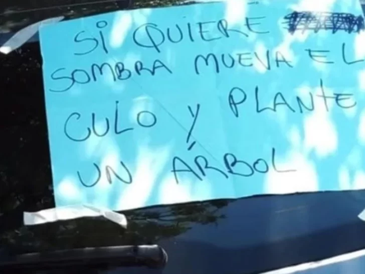 Dejó su auto mal estacionado para tener sombra y le pusieron un llamativo cartel