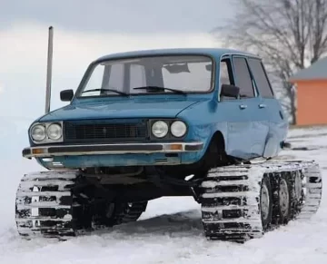 Transformó su Renault 12 break en un increíble vehículo para la nieve