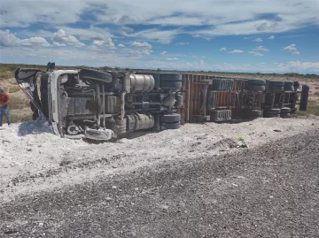 Un camión frigorífico volcó en El Encón y su chofer se salvó de milagro