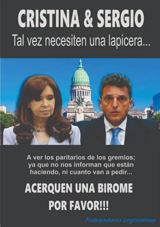 Piden a CFK y Massa que ‘usen la lapicera’ y suban el salario en el Congreso