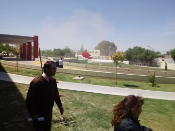 Con un viaje desde el nuevo autódromo estrenaron el helipuerto del Hospital Rawson