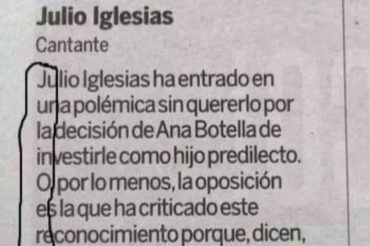 El mensaje oculto en una noticia sobre Julio Iglesias que se hizo viral