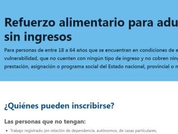 ANSES: inició la inscripción para el Refuerzo alimentario de $45.000 para adultos sin ingresos