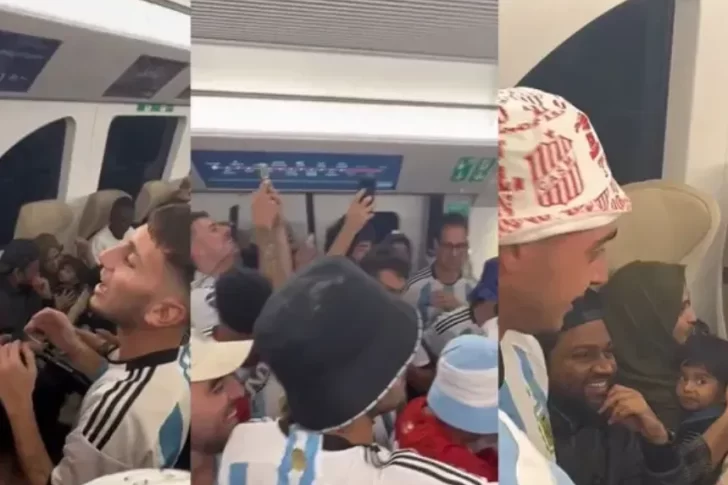 Un nene se asustó en el subte con la hinchada argentina y le cantaron canciones de cuna