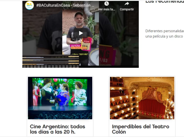 “Cultura en casa”: propuestas “unificadas, online y gratuitas” para la cuarentena