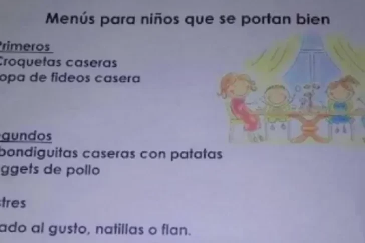 Un menú para niños “que se portan mal” en un restaurante generó una fuerte controversia