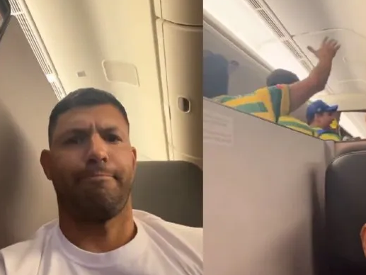 El mal momento del Kun Agüero con hinchas de Brasil en su viaje a Qatar