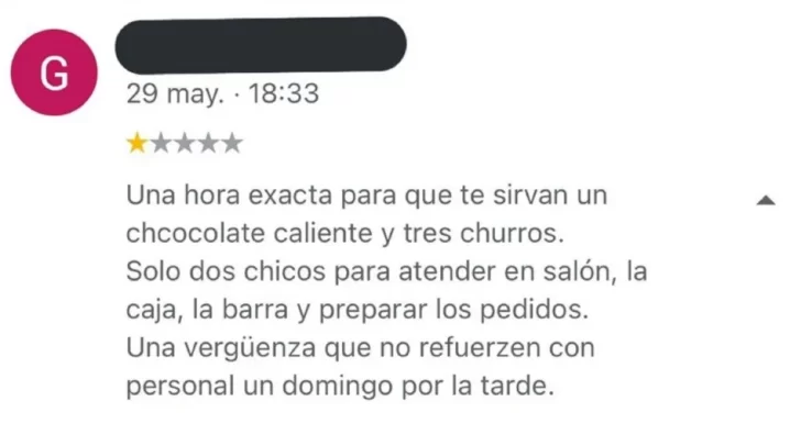 Se quejó por la mala atención en una cadena de churros y la respuesta sorprendió