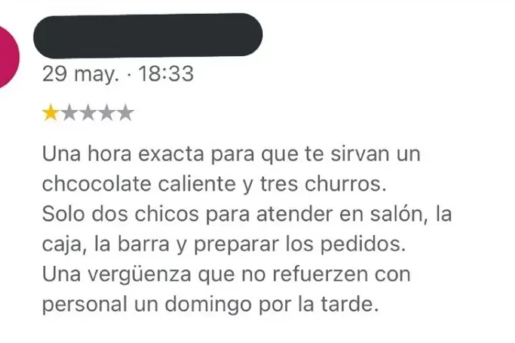 Se quejó por la mala atención en una cadena de churros y la respuesta sorprendió