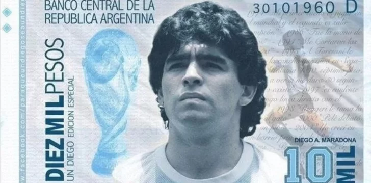 Inician una campaña para que Maradona aparezca en un billete de $10.000