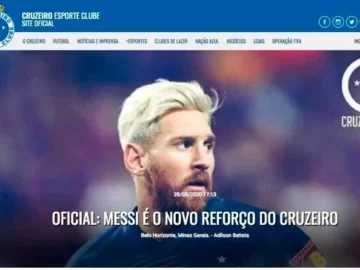 Hackearon la web de Cruzeiro y anunciaron a Messi como refuerzo