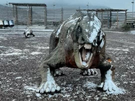 La nieve también alcanzó a darle un nuevo tono al paisaje del Parque de Ischigualasto