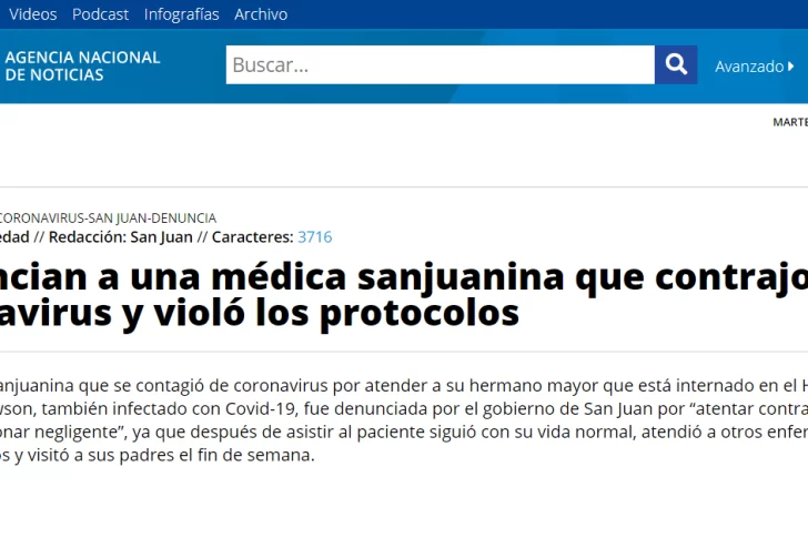 El país habla del caso de la médica infectada en San Juan