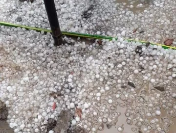 El granizo volvió a afectar zonas de Sarmiento en la mañana de este sábado