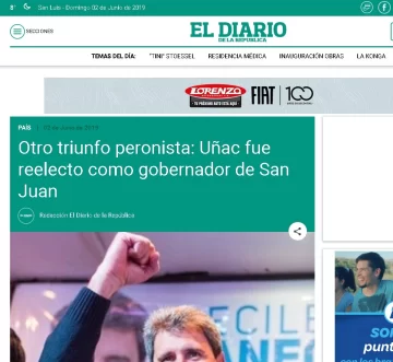 [GALERÍA] Los medios del país hablan del triunfo de Uñac