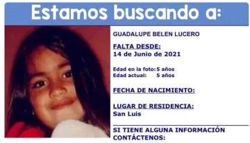 A Guadalupe también la busca Missing Children y el Sistema Federal de Personas Desaparecidas