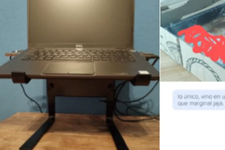 Compró un soporte para su notebook y le llegó en un embalaje muy particular