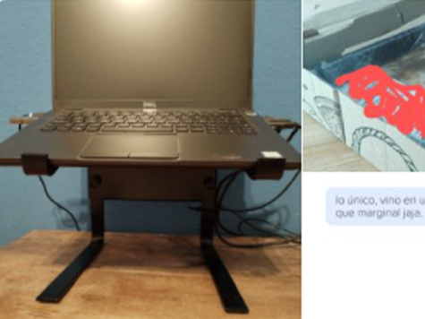 Compró un soporte para su notebook y le llegó en un embalaje muy particular