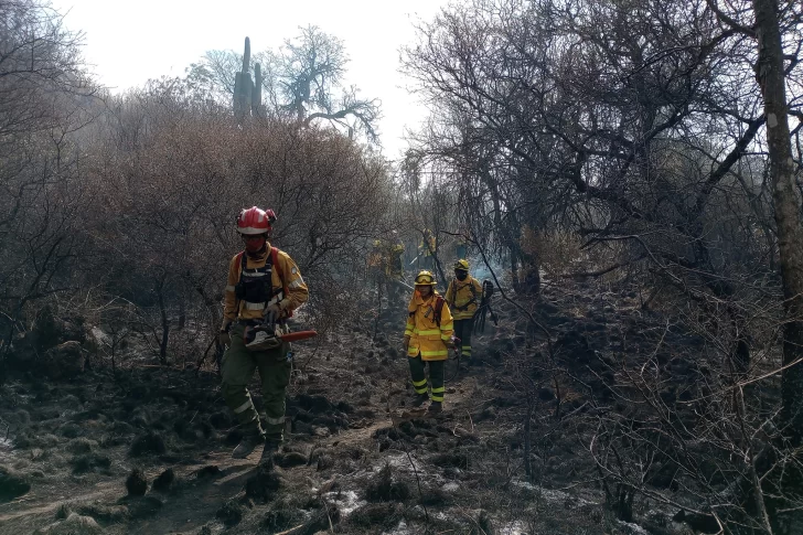 Los bomberos trabajan con mayor intensidad ahora en Los Bretes, en alerta por viento Zonda