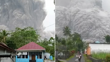 Un volcán entró en erupción en Indonesia y los residentes huyeron corriendo