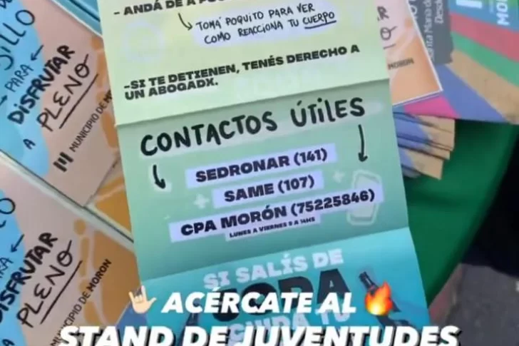 En una feria familiar, un municipio repartió folletos con “consejos” para consumir drogas