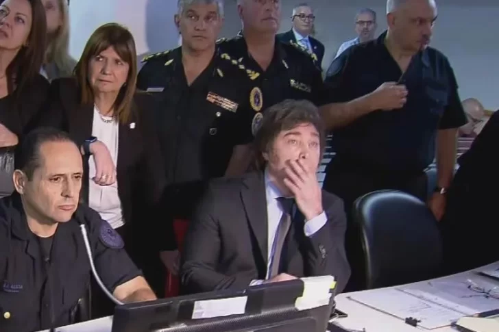 Javier Milei supervisó el operativo antipiquete junto a Patricia Bullrich