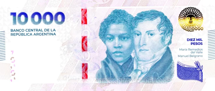 El Banco Central puso en circulación los nuevos billetes de 10.000 pesos