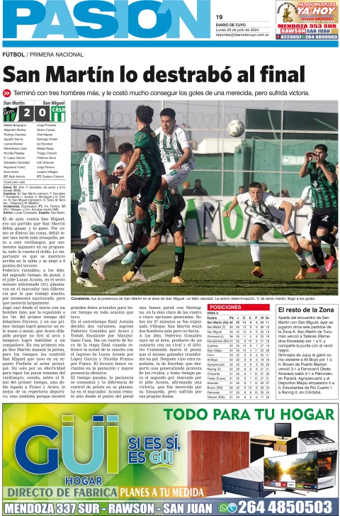 Tapa Pasión 29 de Julio del 2024