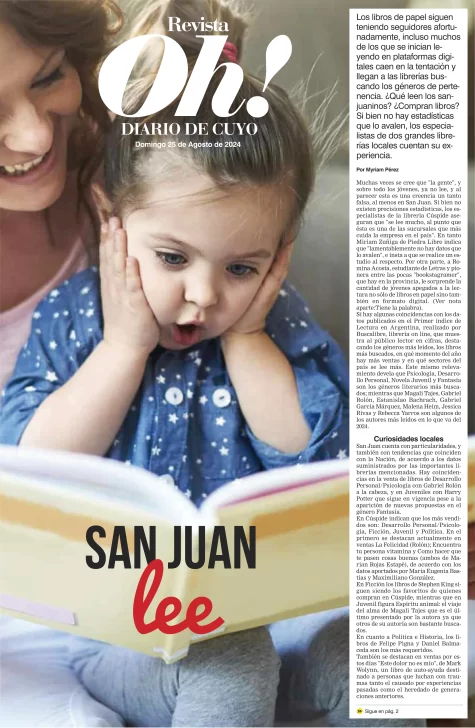 Tapa Revista Oh! 25 de Agosto del 2024