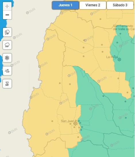 San Juan, con alerta amarilla durante dos días por fuertes ráfagas de viento Zonda