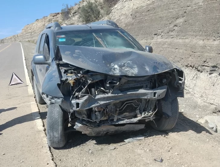 Por esquivar un guanaco, un conductor sufrió traumatismos tras chocar su camioneta contra un cerro