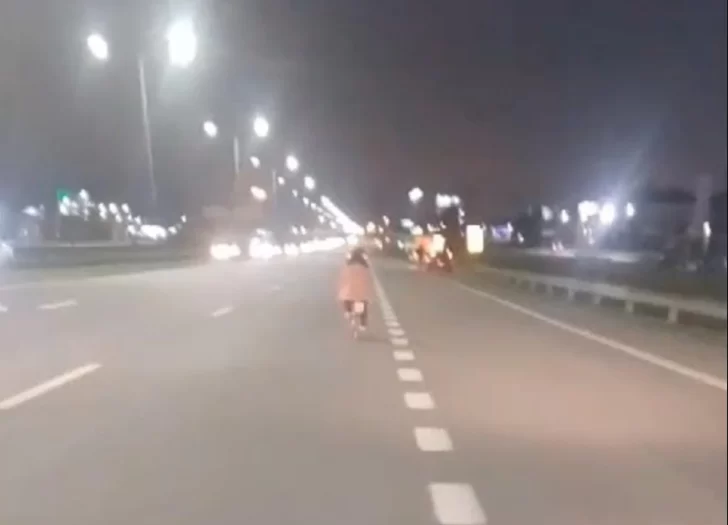 [VIDEO] Dramático: automovilistas auxiliaron a una nena que andaba en bici por plena Panamericana