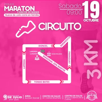 Primer maratón contra el Cáncer de Mama en 9 de Julio