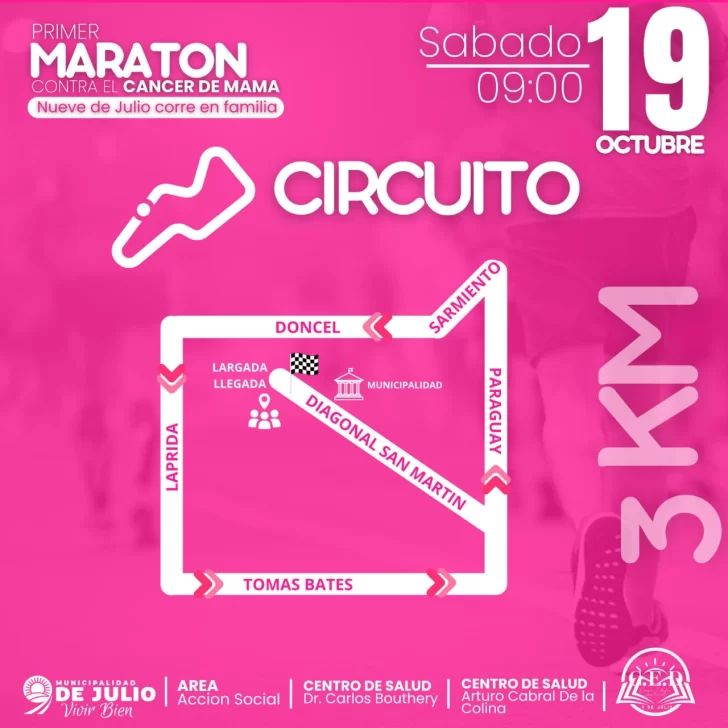 Primer maratón contra el Cáncer de Mama en 9 de Julio