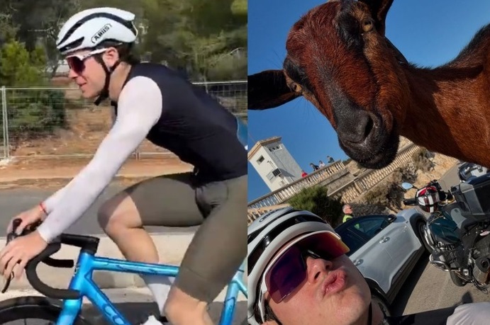 Franco Colapinto salió a andar en bicicleta y sorprendió con la selfie que compartió: “Me encontré un goat”