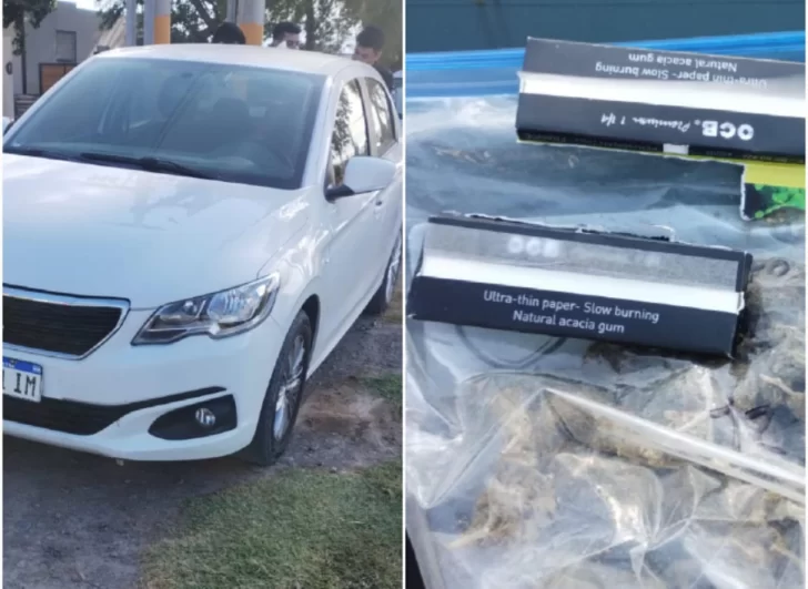 Un joven viajaba en un auto sin papeles, con marihuana y una importante cantidad de dinero