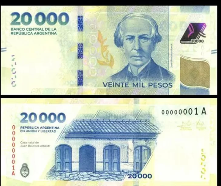 Entraron en circulación los billetes de $20.000