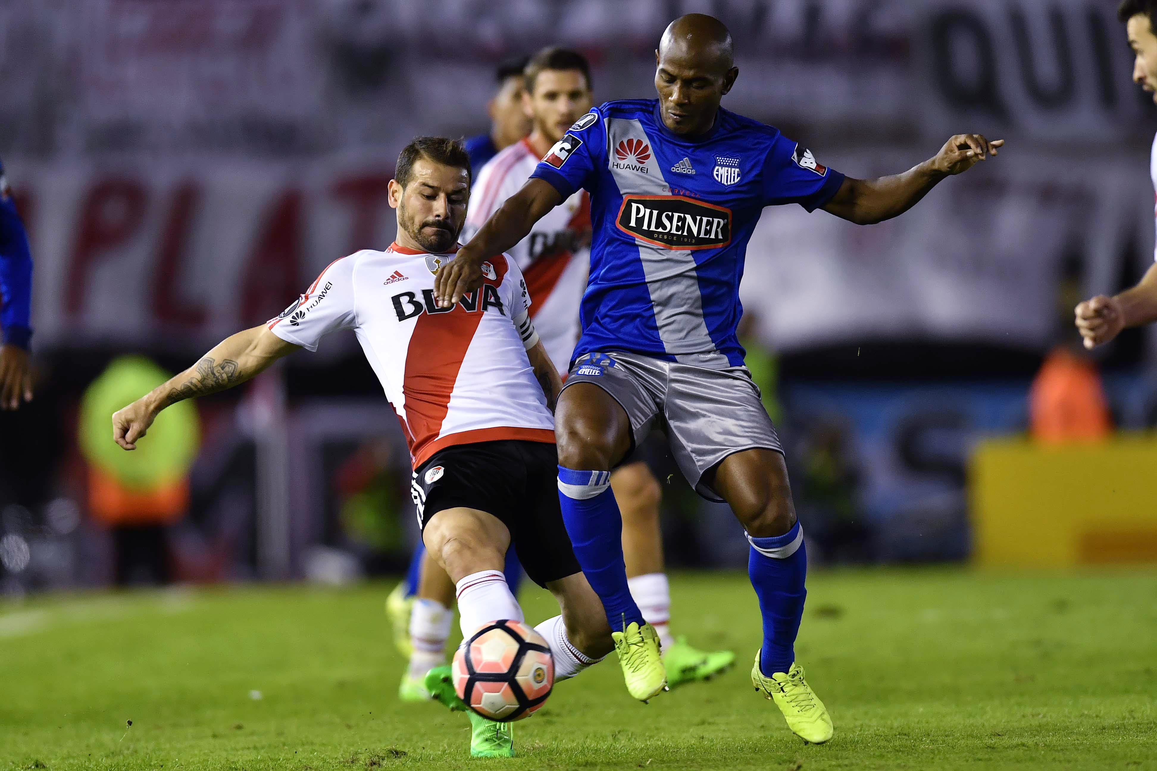 Télam 10/05/2017 Buenos Aires: Rodrigo Mora, delantero y figura del equipo de River Plate, en el partido que disputa el conjunto de Marcelo Gallardo frente a Emelec de Ecuador, para pasar a los octavos de final de la Copa Libertadores. Foto: Santa Cruz/CF