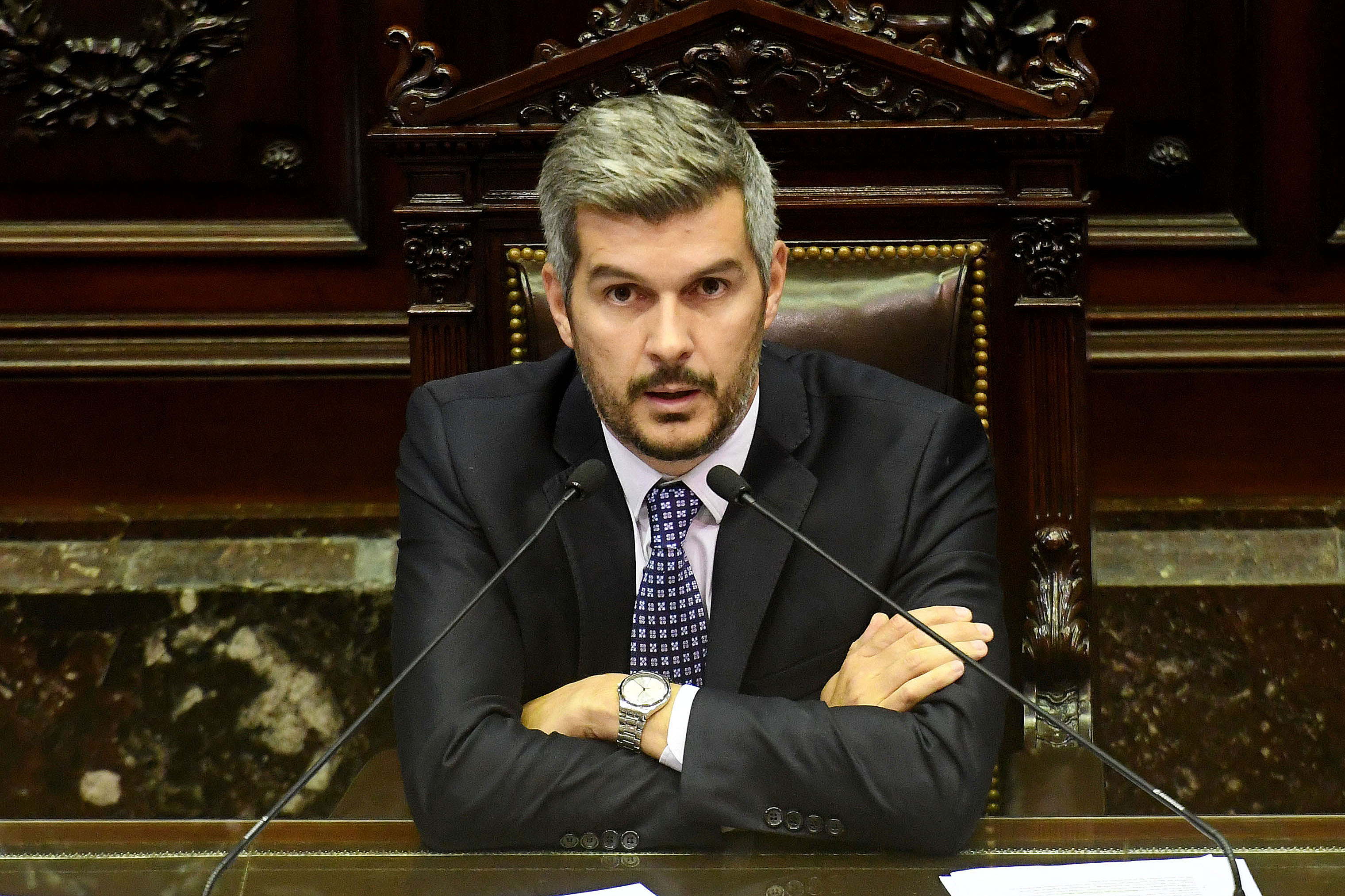 14/03/2018 - Telam - Buenos Aires: El jefe de Gabinete, Marcos Peña, brinda el primer informe de gestión del año en la Cámara de Diputados, en una sesión especial.Foto: Osvaldo Fanton/DDC